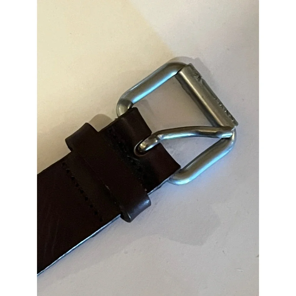 Calvin Klein Jeans Mens Brown Italian Leather Belt Silver Buckle Medium 410542